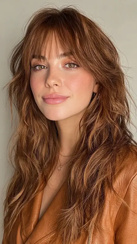 Shaggy Layers with Curtain Bangs - Face framing curtain bangs