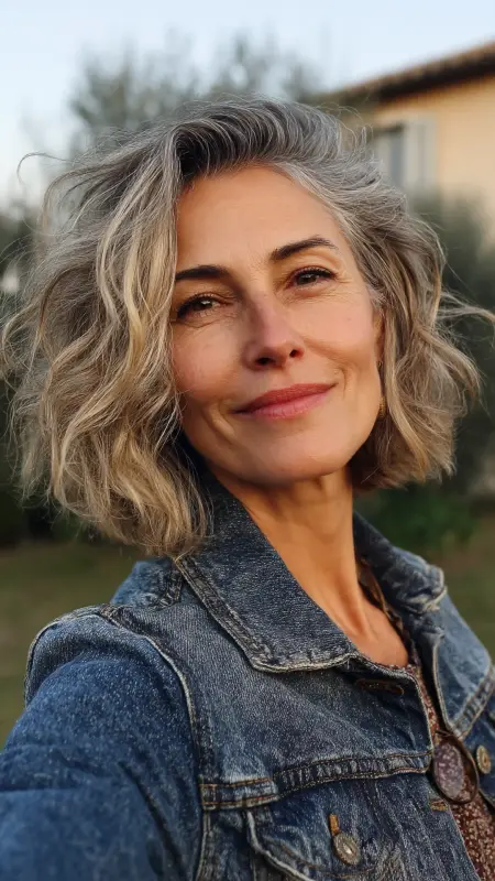 Shaggy Lob with Textured Ends - Shoulder Length Hairstyles For Women Over 60