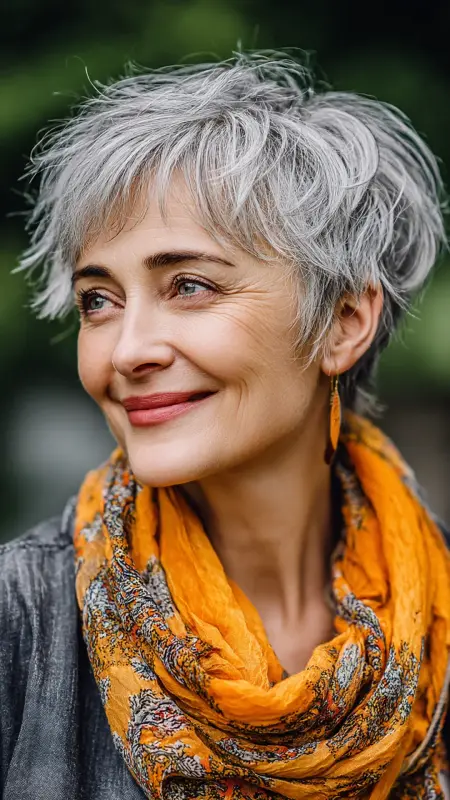Shaggy Pixie with Fringe - pixie haircuts for women over 60