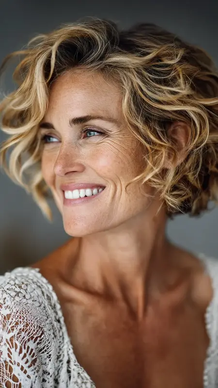 Short Beach Waves - Short hairstyles for women over 60 with wavy hair