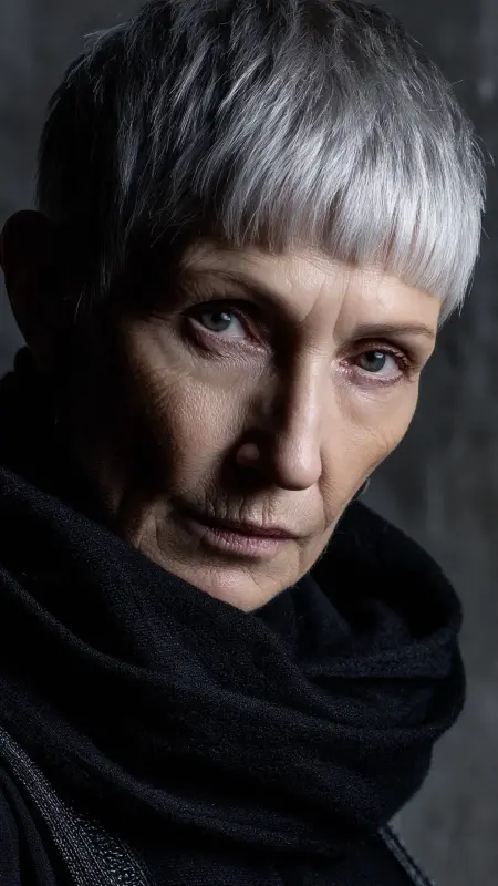Short Blunt Cut with Micro Bangs - Hairstyles for women over 70 with fine hair