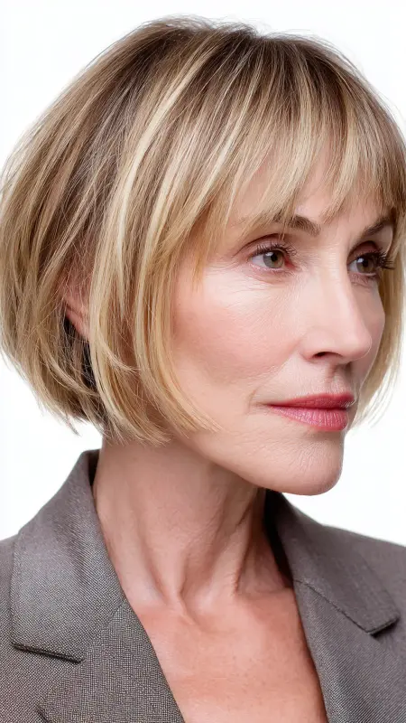 Short Bob with Piecey Bangs - Haircuts for women over 50 with bangs