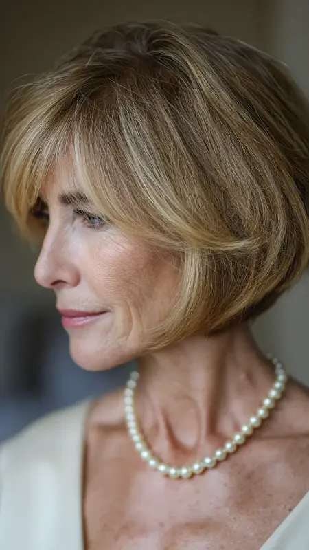 Short Bob with Tucked Ends - Short Layered Hairstyles For Older Women