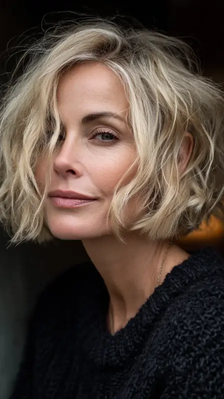 Short Bob with Undone Texture - Sassy hair older women