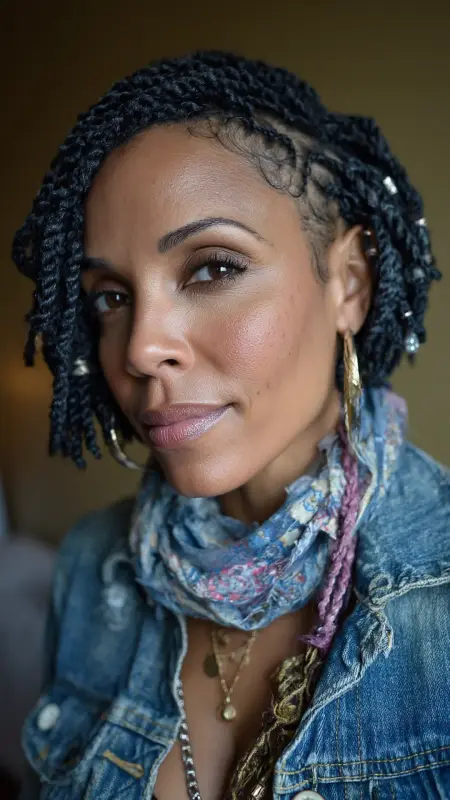Short Box Braids Bob - Short Haircuts For Black Women Over 50