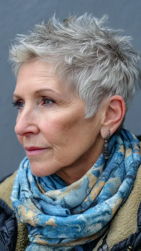 Short Cropped Cut with Spiky Texture - Hairstyles For Women Over 50 With Thinning Hair