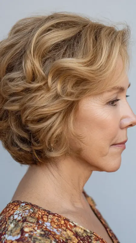 Short Curled Bob with Layered Bangs - Short Layered Hairstyles For Older Women