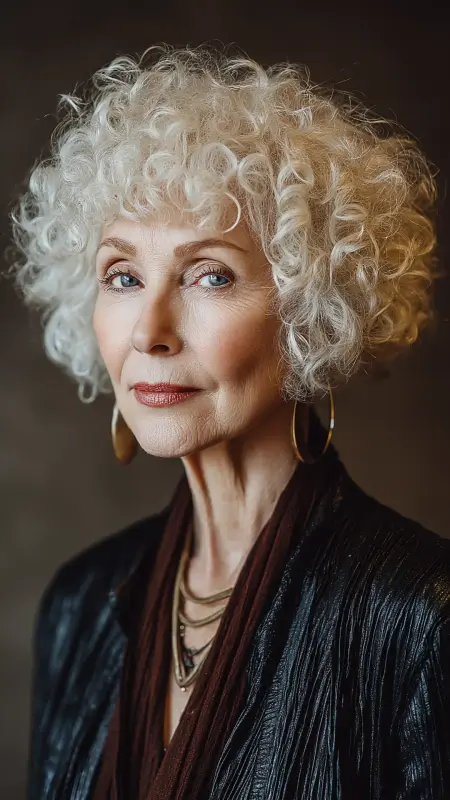 Short Curly Bob - Hairstyles for women over 70 with fine hair