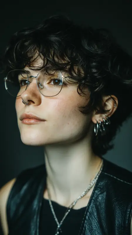 Short Curly Bowl Cut - short curly hair with glasses