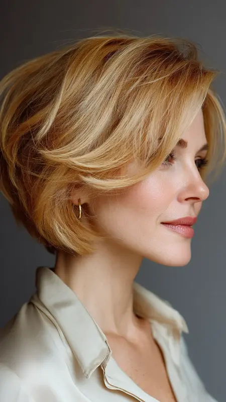 Short Layered Bob with Side Part - Short Layered Hairstyles For Older Women