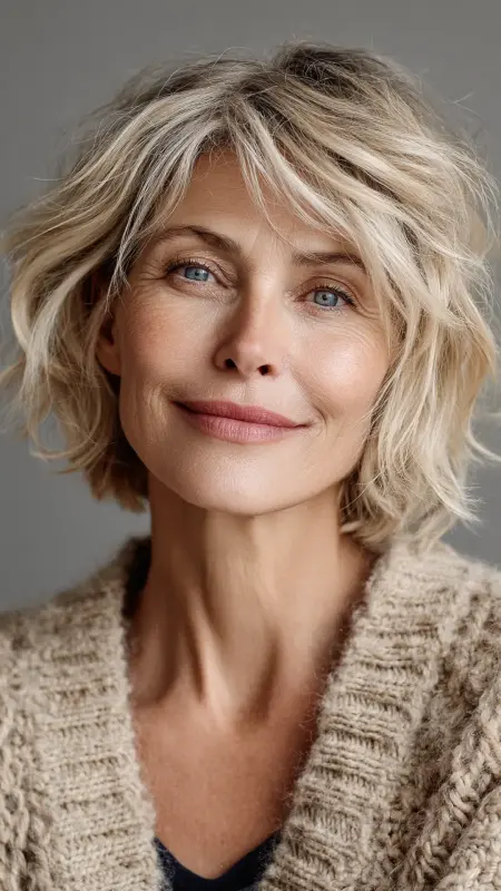 Short Layered Bob with Wispy Ends - Short Layered Hairstyles For Older Women