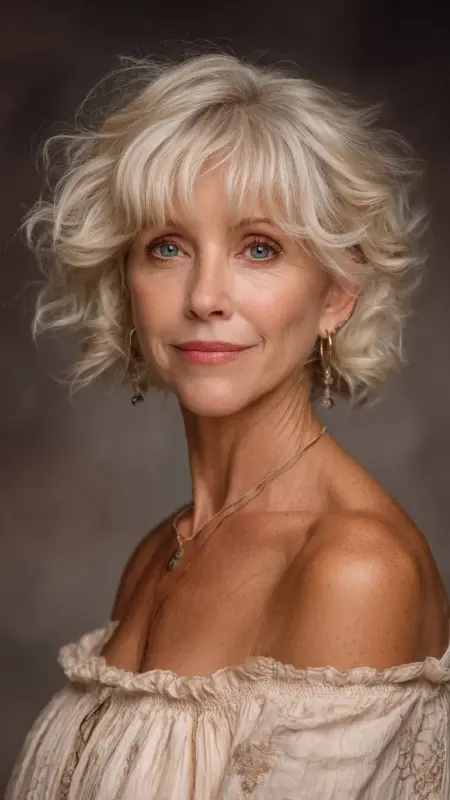 Short Layered Cut with Bangs - Short hairstyles for women over 60 with wavy hair