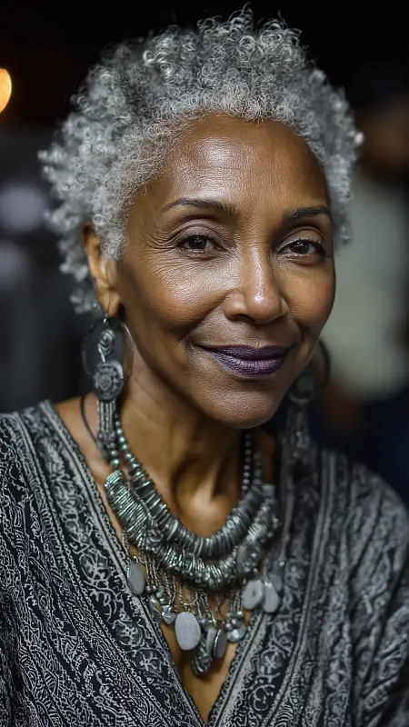 Short Salt-and-Pepper Curls - Hairstyles For Black Women Over 50
