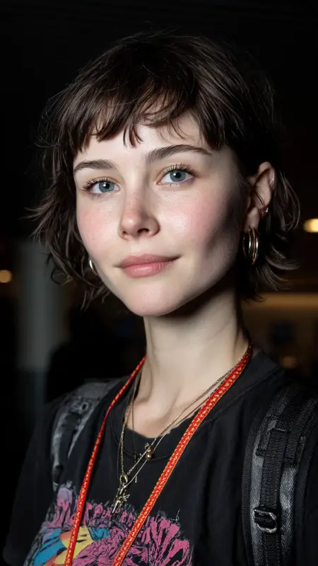 Short Shag with Curtain Bangs - Airport Hairstyles for Short Hair