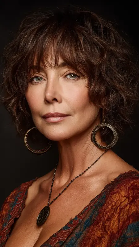 Short Shag with Micro Fringe - Short hairstyles for women over 60 with wavy hair