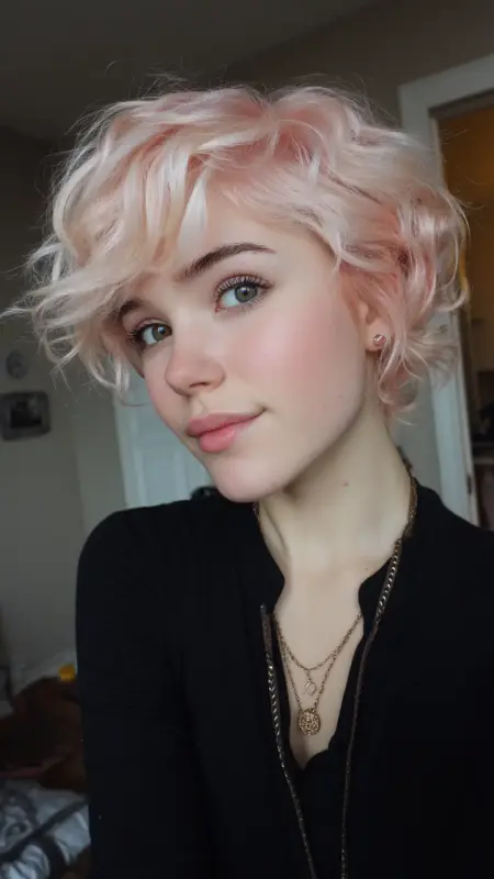 Playfully Pink: Whimsical Waves with a Bold Twist - Short alt hair