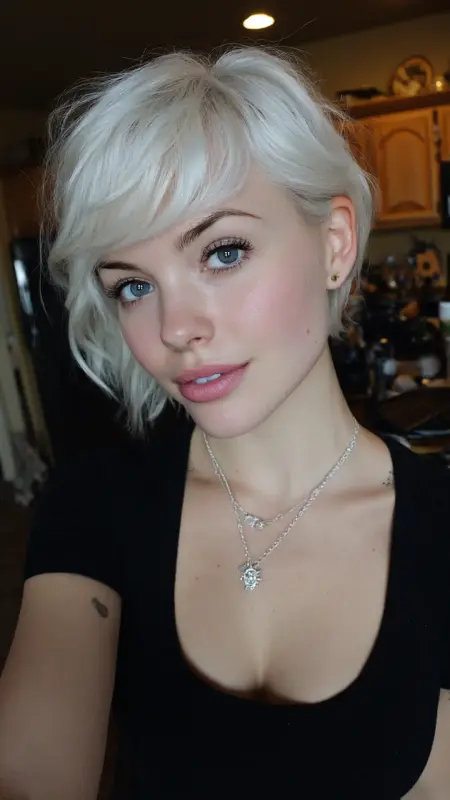 Icy Blonde Rebel: Choppy Layers with Attitude - Short alt hair
