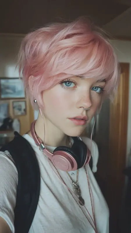 Vivid Pink Pixie: A Bold Twist on Alt Hair - Short alt hair