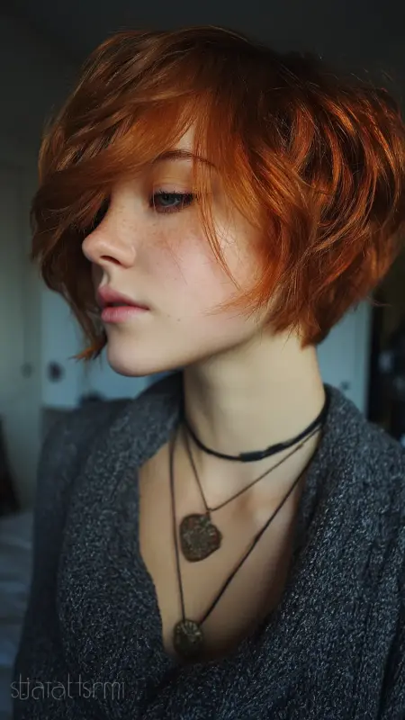 Fiery Waves: The Copper Groove Bob - Short alt hair