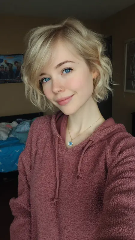 Edgy Waves and Blonde Dreams: The Bold Bob with Side Bangs - Short alt hair