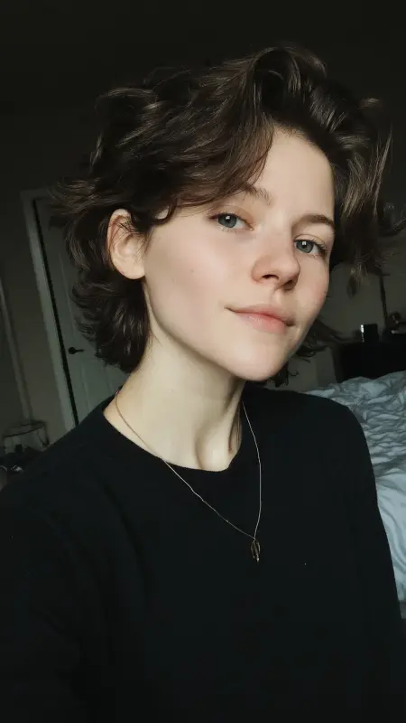 Effortlessly Edgy: Brown Waves Unleashed - Short alt hair