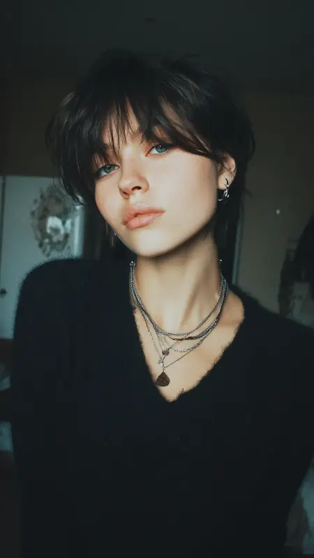 Effortlessly Enigmatic: Short Alt Vibes with Breezy Bangs - Short alt hair