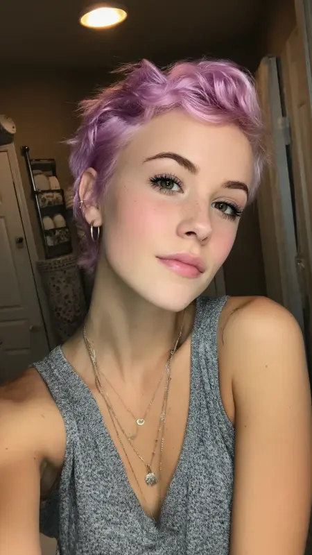 Lavender Whirlwind: Unleash Your Inner Rebel with a Pixie Cut - Short alt hair