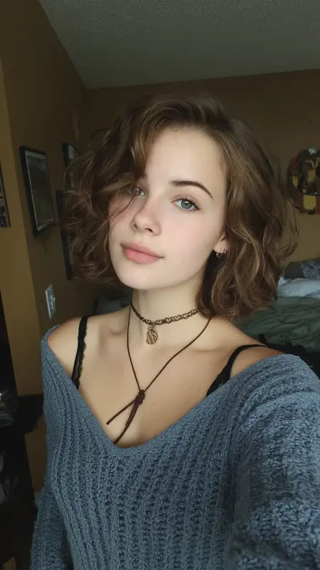 Effortless Waves: The Playful Chocolate Bob - Short alt hair