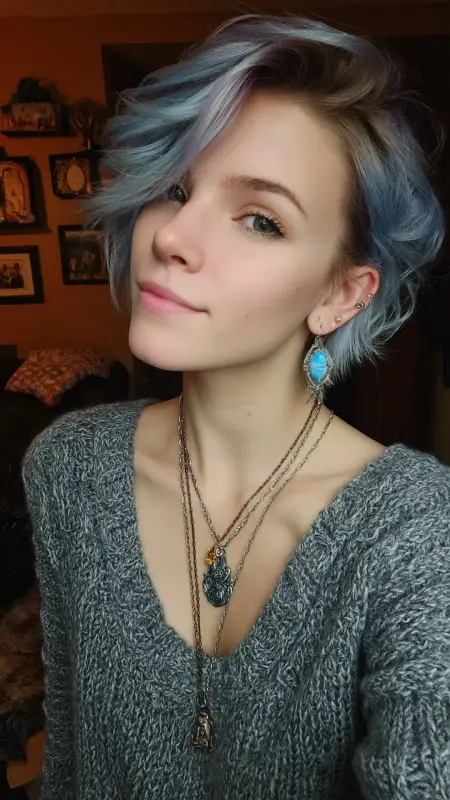 Chill Waves with a Frosty Blue Glow - Short alt hair