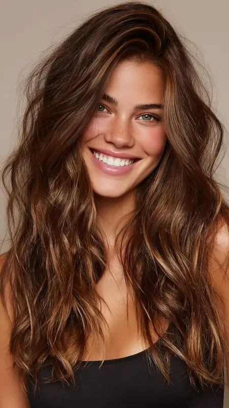 Shoulder-Length Beach Waves - Shoulder length haircut for round faces