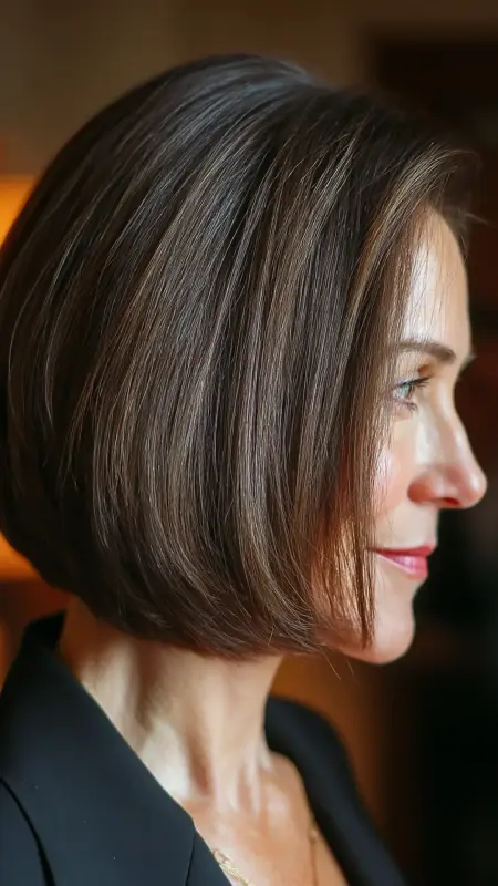 Shoulder-Length Blunt Bob with Subtle Layers - Hairstyles For Women Over 50 With Thinning Hair
