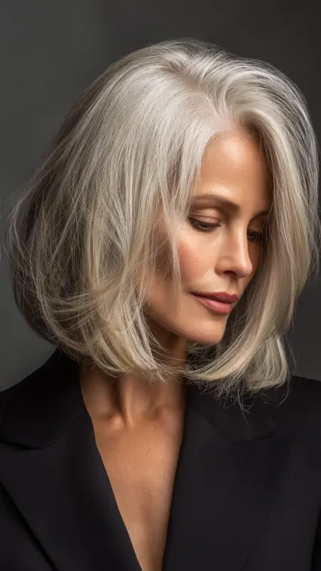Shoulder-Length Blunt with Micro Layers - Shoulder Length Haircuts For Older Women