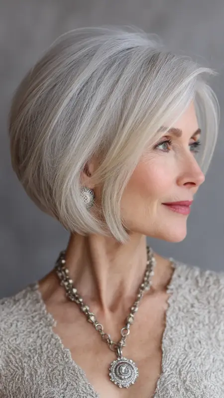 Shoulder-Length Bob with Undercut Nape - Shoulder Length Haircuts For Women Over 60