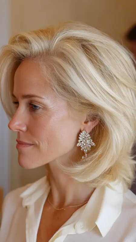 Shoulder-Length Cut with Deep Side Part - Shoulder Length Haircuts For Women Over 60