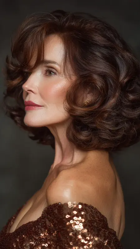 Shoulder-Length Cut with Voluminous Curls - Shoulder Length Haircuts For Older Women
