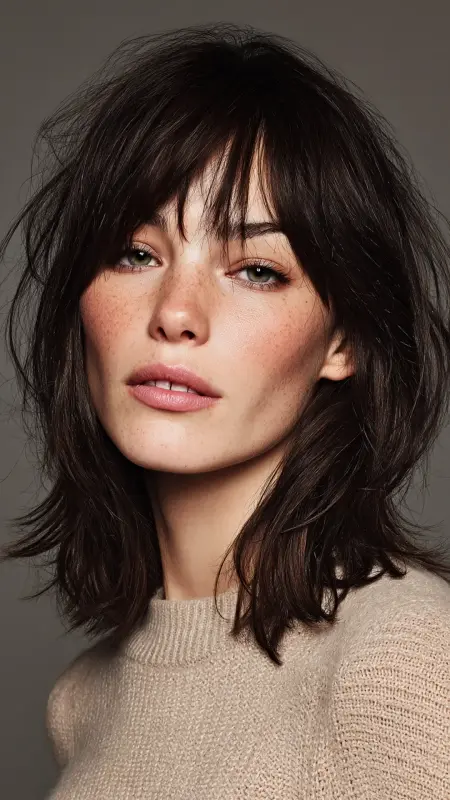 Shoulder-Length Cut with Wispy Bangs - Youthful haircuts