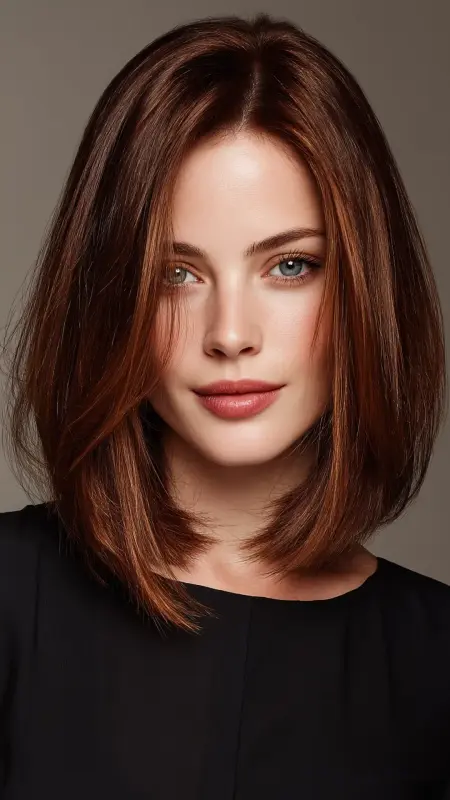Shoulder-Length Inverted Bob - Shoulder length haircut for round faces