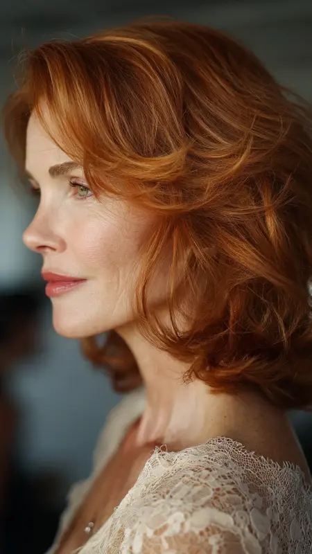 Shoulder-Length Layered Cut with Soft Curls - Shoulder Length Haircuts For Older Women