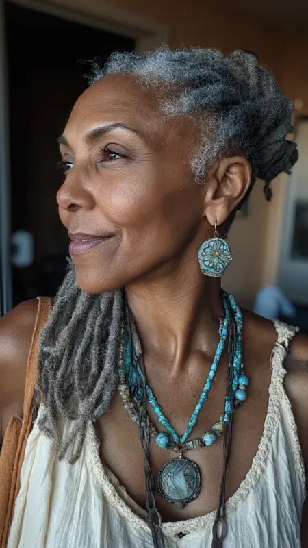 Shoulder-Length Locs with Layers - Hairstyles For Black Women Over 50