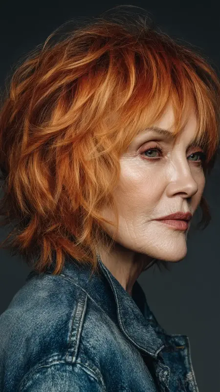 Shoulder-Length Shag with Piecey Bangs - hairstyles for women over 70 with bangs