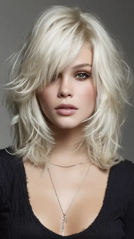 Shoulder-Length Shattered Cut - Shoulder length haircut for round faces