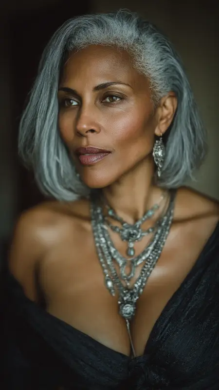 Shoulder-Length Silk Press - Hairstyles For Black Women Over 50