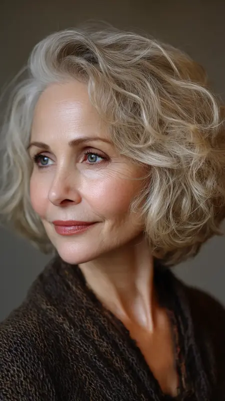 Shoulder-Length Soft Perm - Medium length haircuts for women over 50
