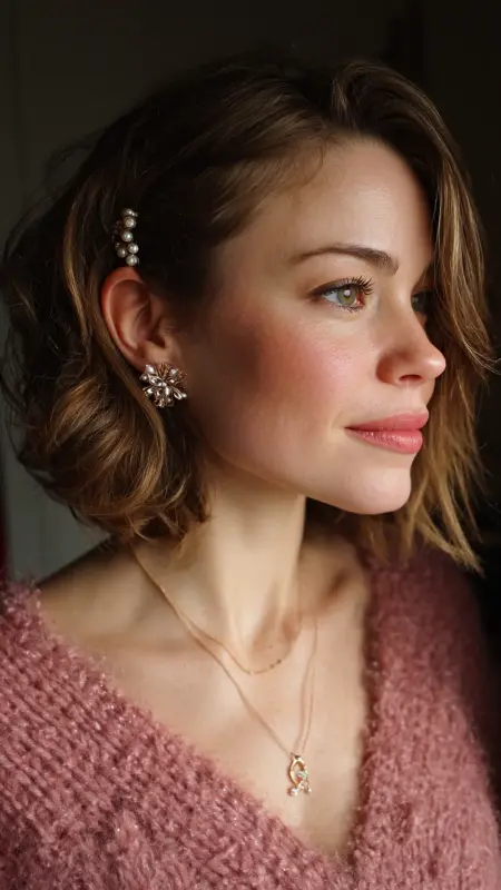 Side-Swept Asymmetrical Bob with Waves - Medium asymmetrical hairstyles