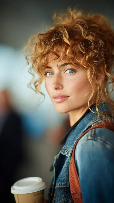 Side Swept Curly Bangs - Airport Hairstyles for Curly Hair