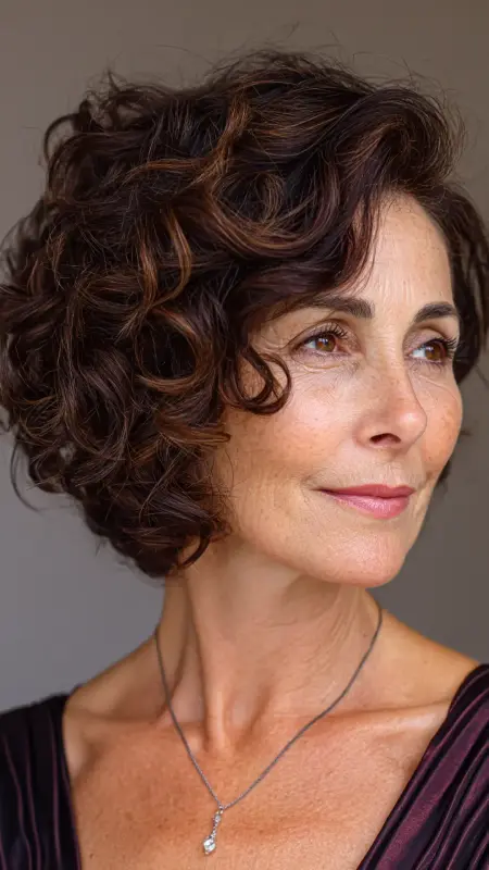 Side-Swept Curly Bob - Hairstyles For Women Over 60 With Curly Hair