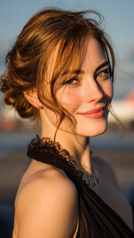 Side-Swept French Twist Short Hair Version - Airport Hairstyles for Short Hair