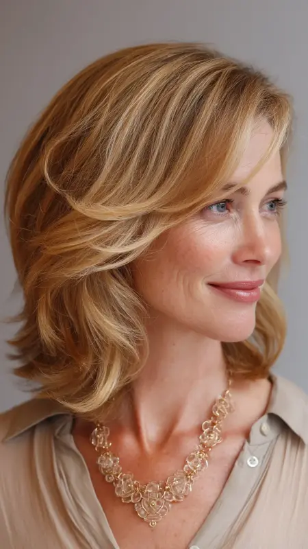 Side-Swept Lob - Shoulder Length Haircuts For Older Women