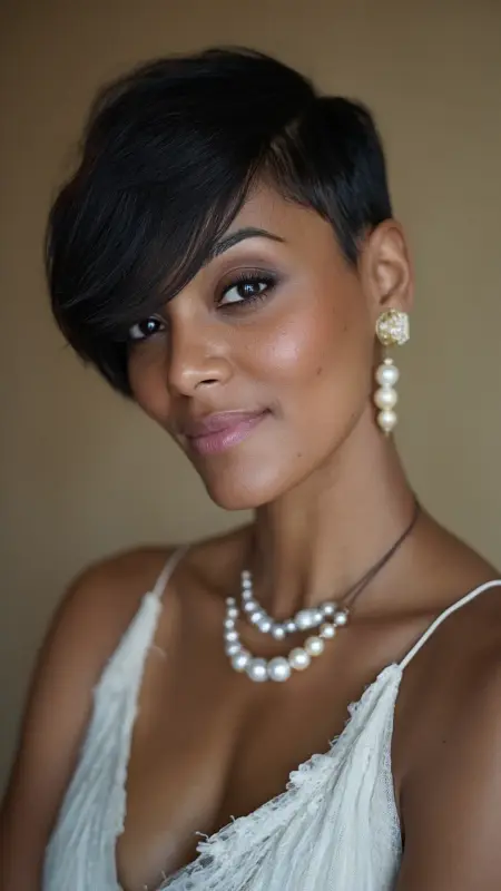 Side-Swept Pixie - Short Haircuts For Black Women Over 50