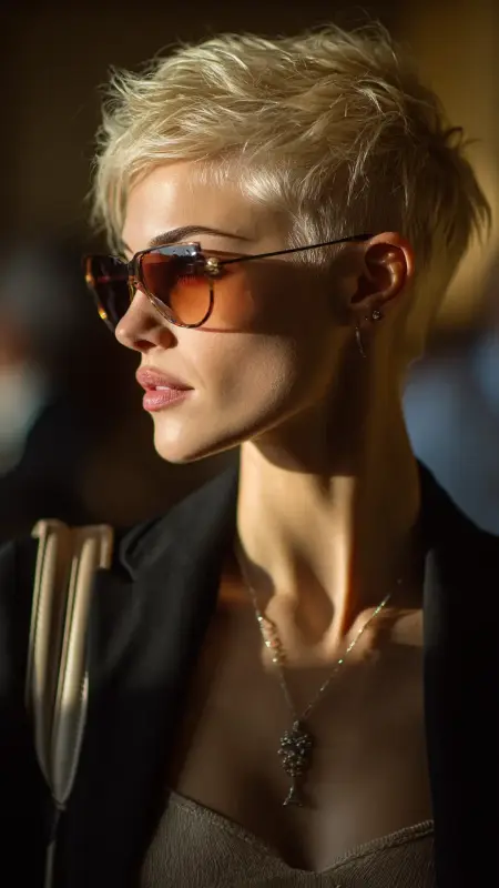 Side-Swept Textured Pixie - Airport Hairstyles for Short Hair